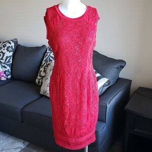 Nwt Candalite Red Sequin lace dress Size S